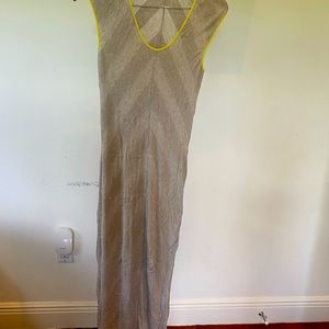 UseD 1x only Alexander Wang Long Pencil Dress  XS GREY AND YELLOW